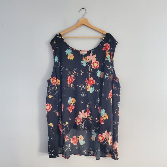 Woman Within Sleeveless Floral Button Down Shirt Top 4X - Picture 1 of 8